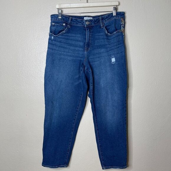 Knox Rose Jeans Women's 14 Cropped Ankle Embroidered Embellished Straight Leg - Picture 1 of 9